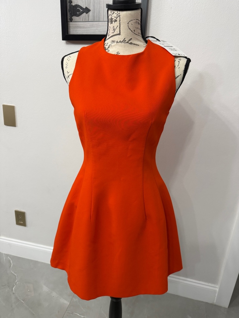 Zara Orange Sleeveless Fit-and-Flare Mini Dress